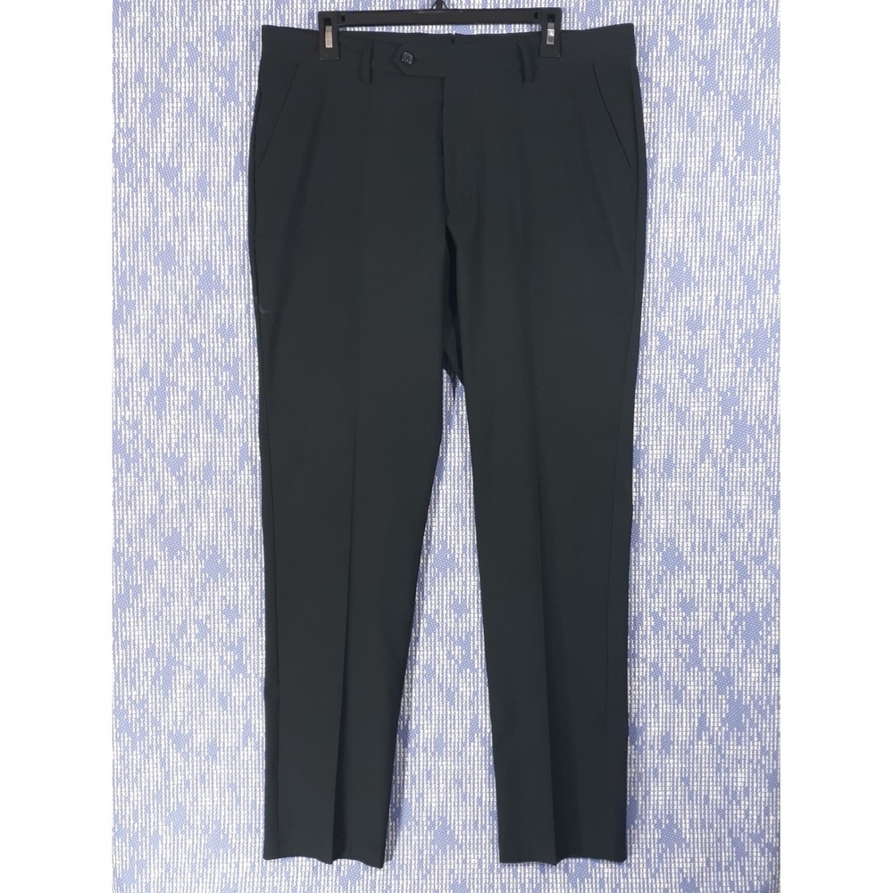 Byron British Style Dress Pants Mens 36 x 32 Black Performance Polyester